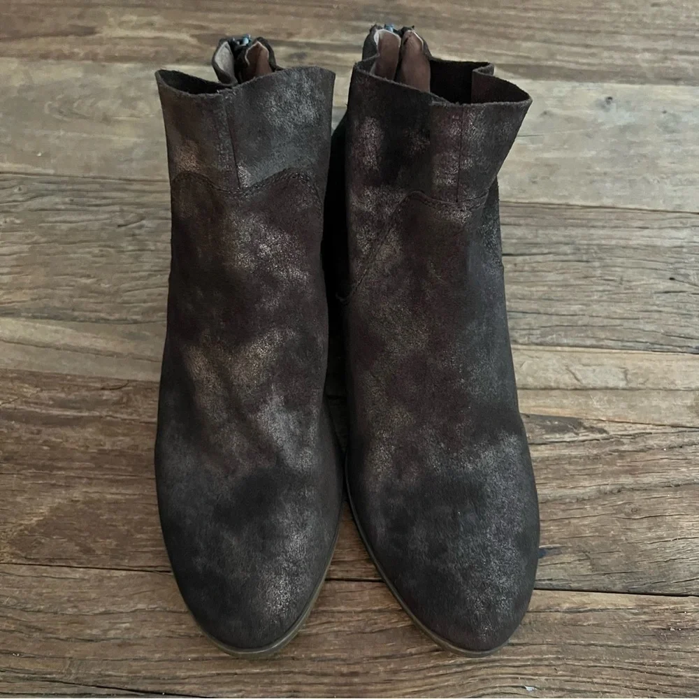 Lucky Brand Lahela Suede Booties Brown Metallic Size 6.5‎